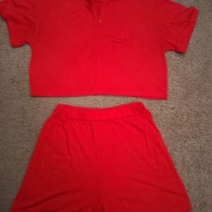 Red Women's Two-Piece Set